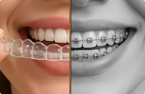 Comparison between Aligners and Braces